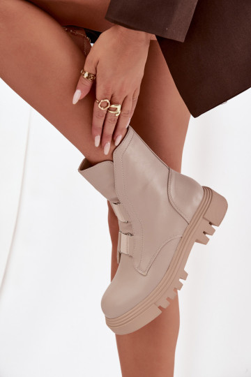 zahriať sa Pracovné členkové topánky Dámske Zapnuté Hrad Eko Kožené slonovina Máilyra 2