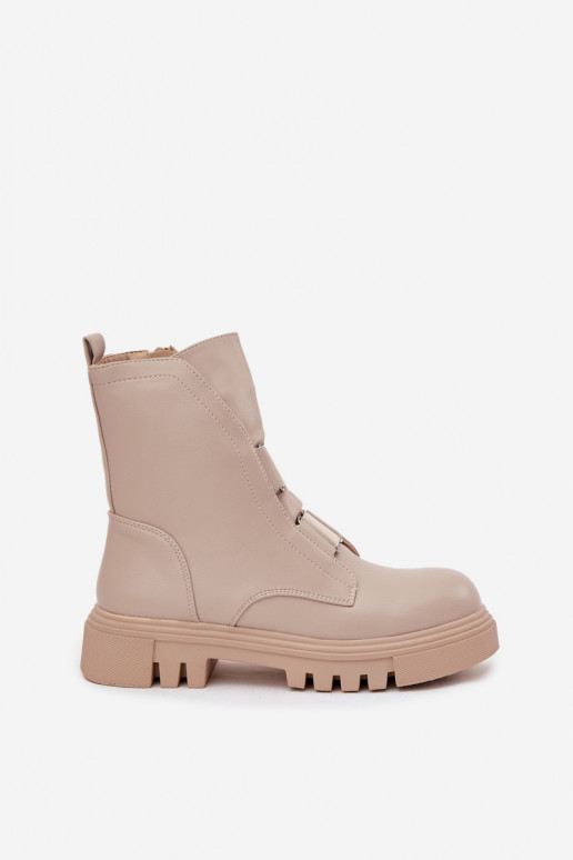 zahriať sa Pracovné členkové topánky Dámske Zapnuté Hrad Eko Kožené slonovina Máilyra