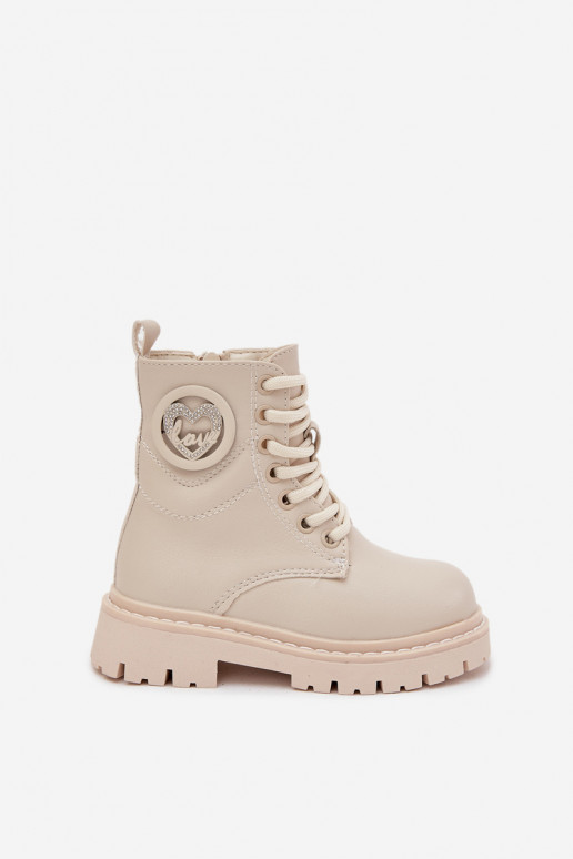 Čižmy deti zahriať sa s kožušinou vo vnútri s ozdobami LOVE béžová Rosaira Čižmy deti zahriať sa s kožušinou vo vnútri s ozdobami LOVE béžová Rosaira