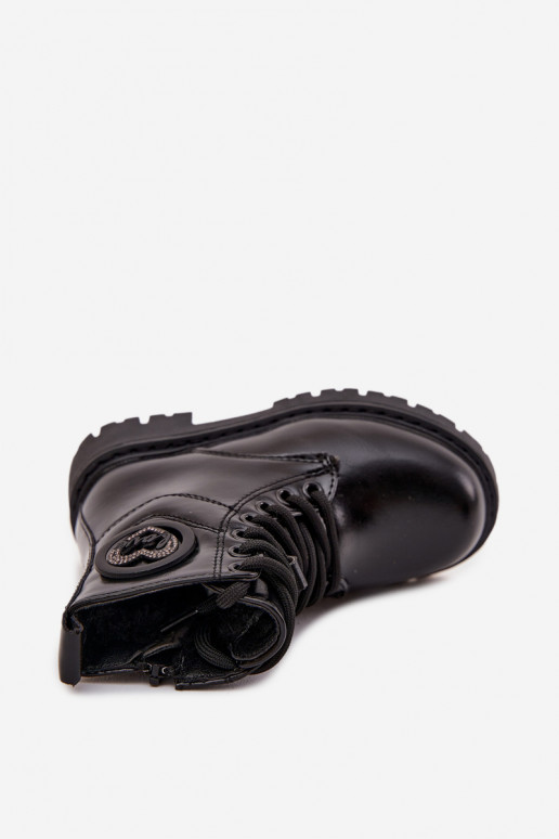 Čižmy deti zahriať sa s kožušinou vo vnútri s ozdobami LOVE čierna Rosaira Čižmy deti zahriať sa s kožušinou vo vnútri s ozdobami LOVE čierna Rosaira