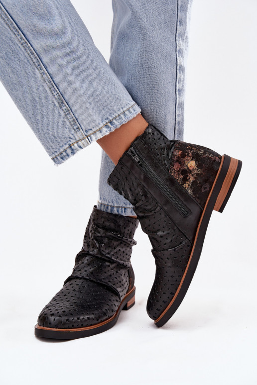 Kožené Čižmy s prelamovanými prvkami Máciejka 05922-01 čierna Kožené Čižmy s prelamovanými prvkami Máciejka 05922-01 čierna