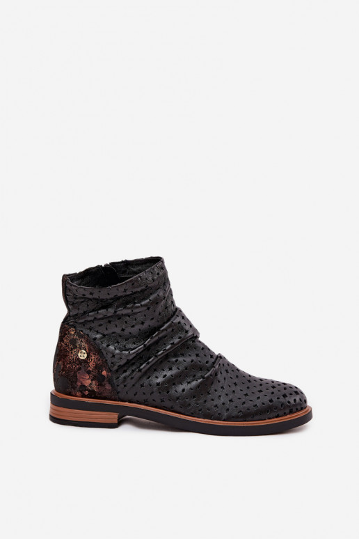 Kožené Čižmy s prelamovanými prvkami Máciejka 05922-01 čierna Kožené Čižmy s prelamovanými prvkami Máciejka 05922-01 čierna