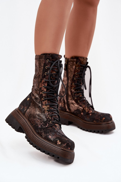 Dámske čižmy vysoké jazdecké čižmy Máciejka 06203-32 hnedá-zlatej farby Dámske čižmy vysoké jazdecké čižmy Máciejka 06203-32 hnedá-zlatej farby