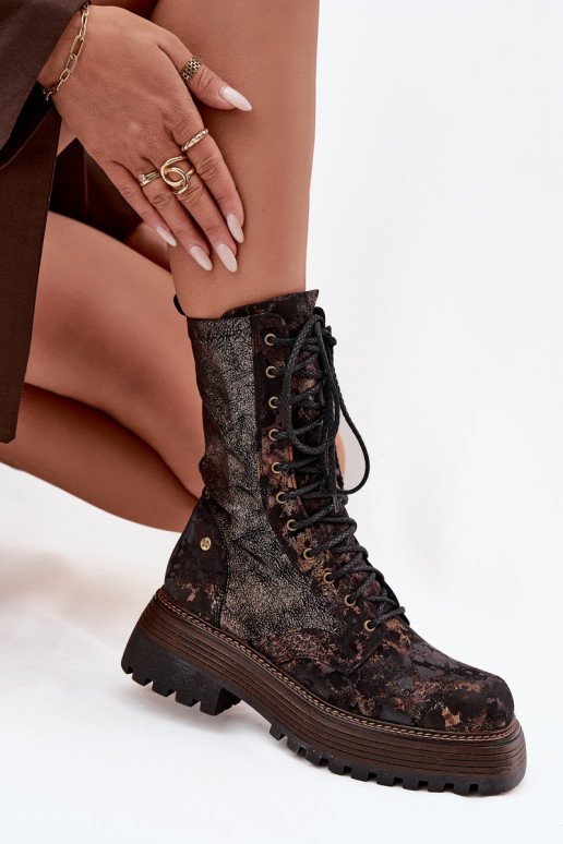 Dámske čižmy vysoké jazdecké čižmy Máciejka 06203-32 hnedá-zlatej farby Dámske čižmy vysoké jazdecké čižmy Máciejka 06203-32 hnedá-zlatej farby