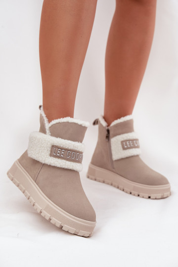 Snehule Dámske čižmyZapnutéturalnego zo semišuu s otepľovaním Lee Cooper LCJ-25-01-3739 sivá 2