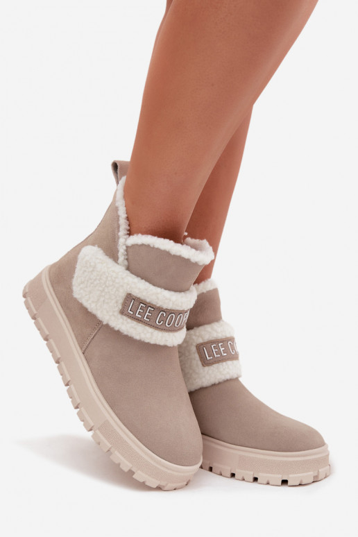 Snehule Dámske čižmyZapnutéturalnego zo semišuu s otepľovaním Lee Cooper LCJ-25-01-3739 sivá