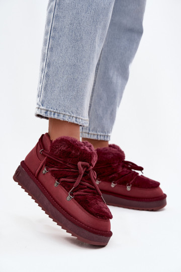 Nízka Snehule s platformou s kožušinou D.Franklin DFSH370011 bordová