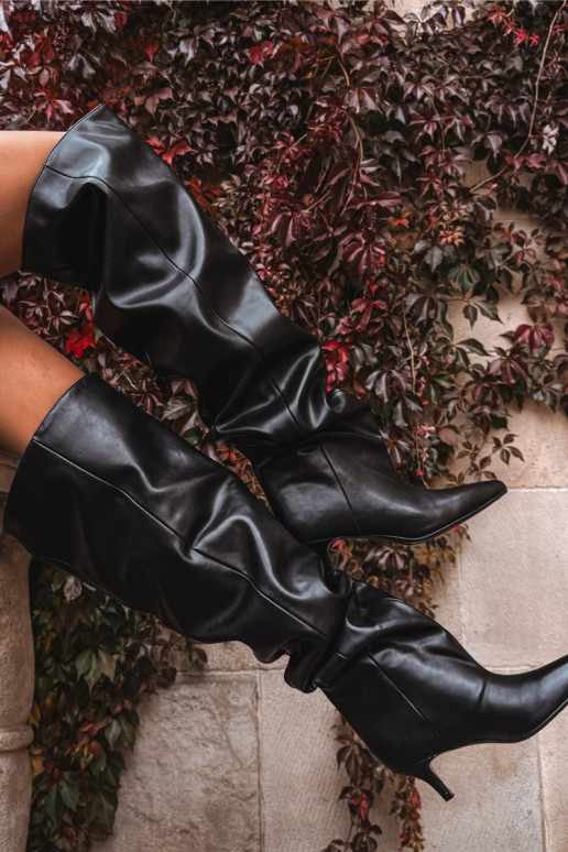 Trvalý model dámske čižmy s tenkými podpätkami čierna Ysolienne