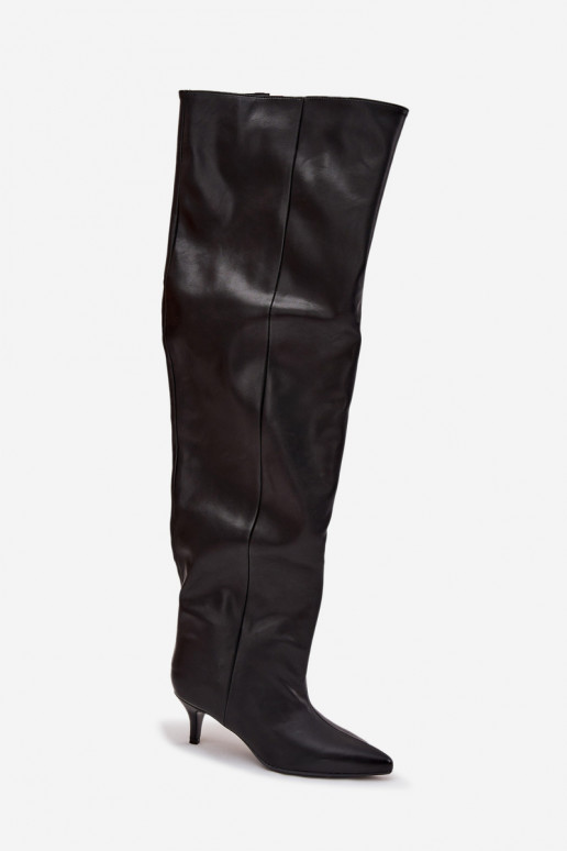 Trvalý model dámske čižmy s tenkými podpätkami čierna Ysolienne