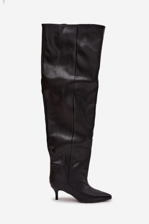 Trvalý model dámske čižmy s tenkými podpätkami čierna Ysolienne