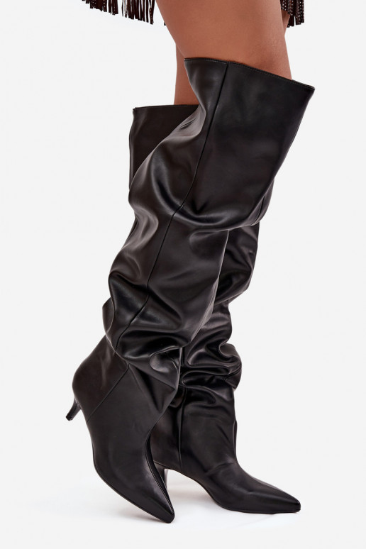 Trvalý model dámske čižmy s tenkými podpätkami čierna Ysolienne