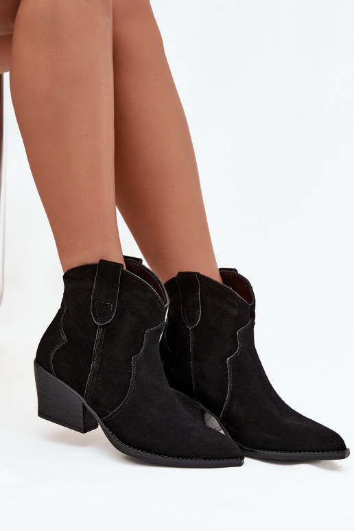 Trvalý model čižmy v kovbojskom štýle DámskeZapnutéturalnego zo semišuu čierna Beretta