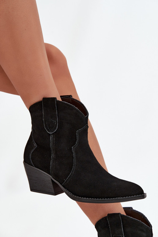 Trvalý model čižmy v kovbojskom štýle DámskeZapnutéturalnego zo semišuu čierna Beretta