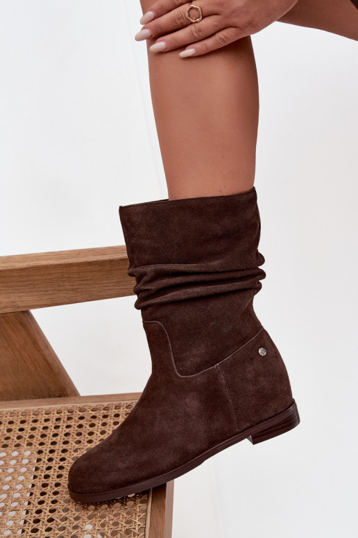 Kožené Semišové topánky Dámske S volánikmi zahriať sa Máciejka K7211-02 CzekoladoIne Kožené Semišové topánky Dámske S volánikmi zahriať sa Máciejka K7211-02 CzekoladoIne
