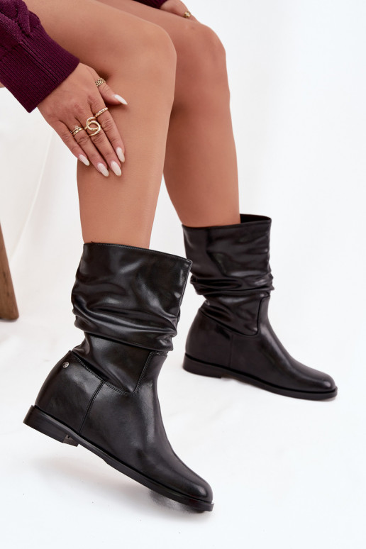 Kožené Dámske čižmy S volánikmi zahriať sa Máciejka K7211-01 čierna Kožené Dámske čižmy S volánikmi zahriať sa Máciejka K7211-01 čierna
