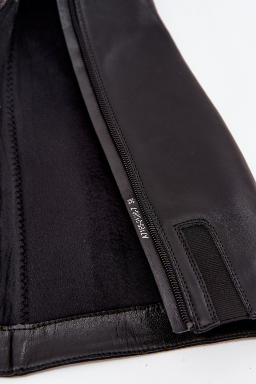 Kožené zahriať sa dámske čižmy s podpätkami Máciejka A7165-01 čierna Kožené zahriať sa dámske čižmy s podpätkami Máciejka A7165-01 čierna