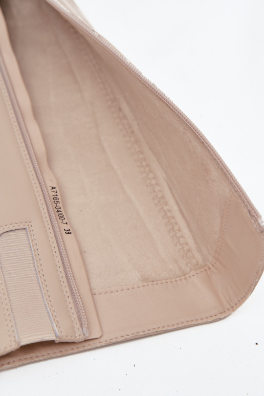 Kožené zahriať sa dámske čižmy s podpätkami Máciejka A7165-04 béžová