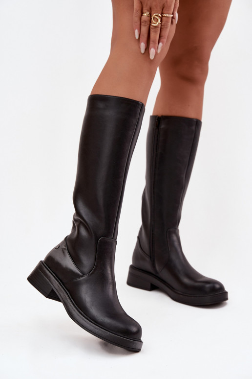 Kožené Teplé čižmy Máciejka A7164-01 čierna Kožené Teplé čižmy Máciejka A7164-01 čierna