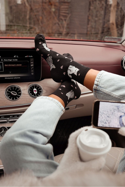 Ponožky Dámske Máčky I so srdiečkami čierna Ponožky Dámske Máčky I so srdiečkami čierna