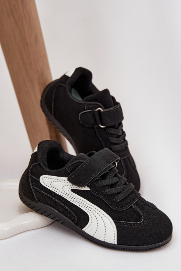 topánky Detské teniskys lepiacim zapínanímem Čierna a-biela farba Perrin