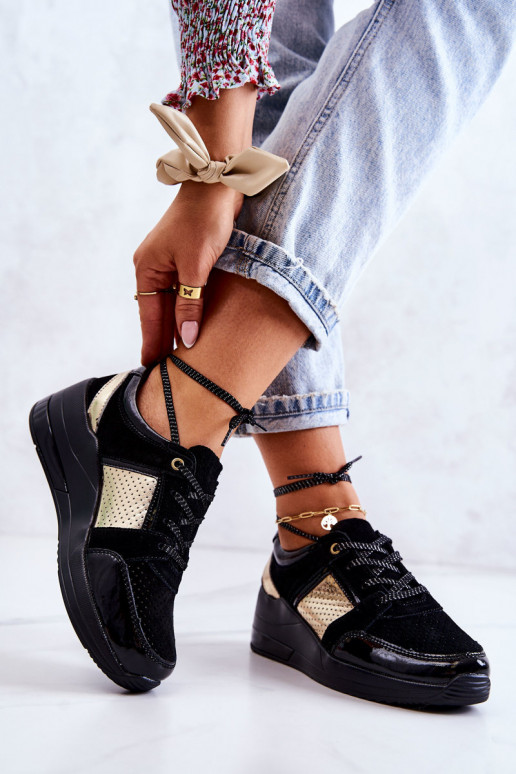 Dámske zo semišu tenisky Zapnuté INedge čierna Larson