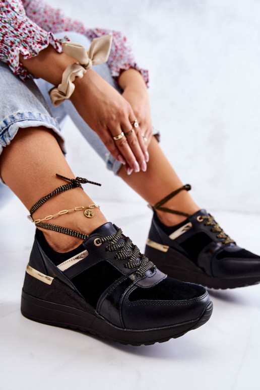 Dámske zo semišu tenisky Zapnuté INedge čierna Larson