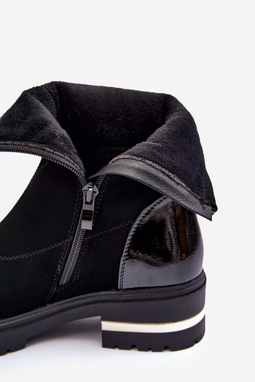 Kožené Klasický model Čižmy so širokými podpätkami čierna Shendete