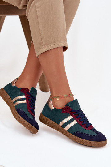 Zazoo N1068 zo semišu Nízka Tenisky model obuvi Dámske ButelkoIna Zieleń