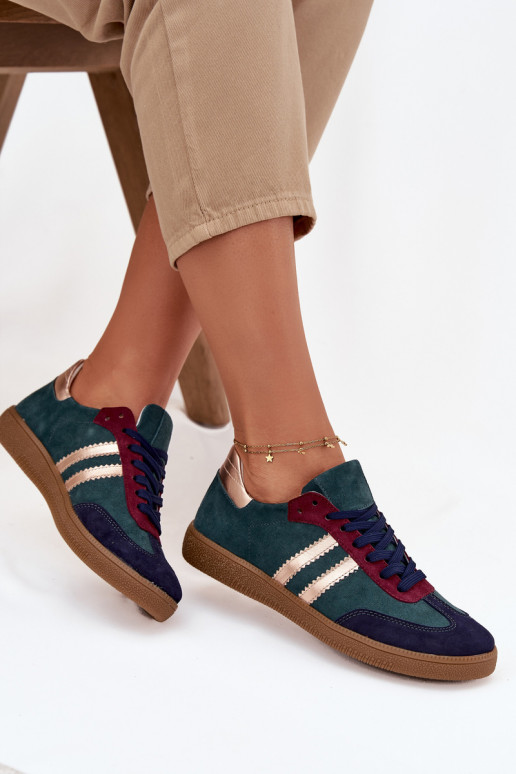 Zazoo N1068 zo semišu Nízka Tenisky model obuvi Dámske ButelkoIna Zieleń