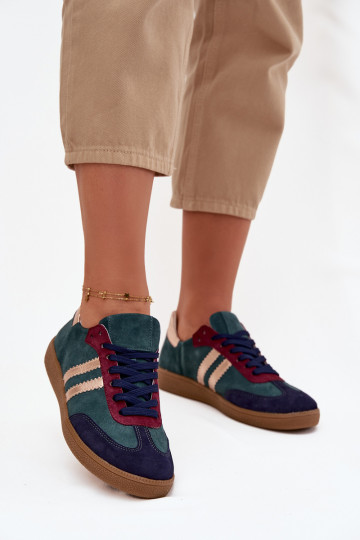 Zazoo N1068 zo semišu Nízka Tenisky model obuvi Dámske ButelkoIna Zieleń 2