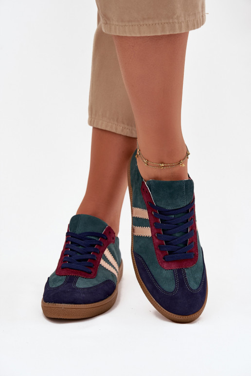 Zazoo N1068 zo semišu Nízka Tenisky model obuvi Dámske ButelkoIna Zieleń