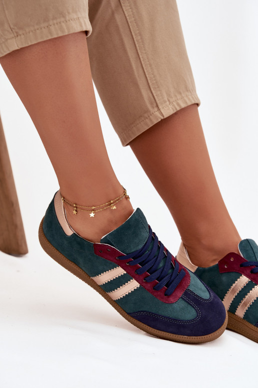 Zazoo N1068 zo semišu Nízka Tenisky model obuvi Dámske ButelkoIna Zieleń