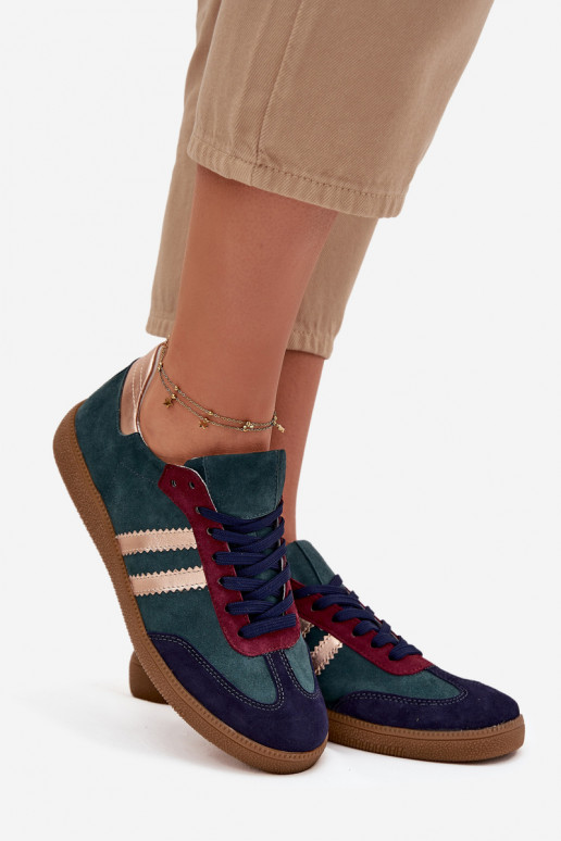 Zazoo N1068 zo semišu Nízka Tenisky model obuvi Dámske ButelkoIna Zieleń