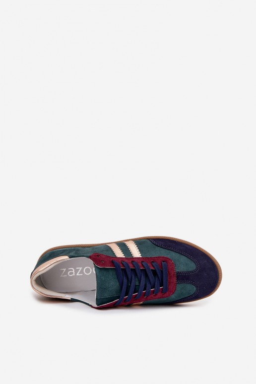 Zazoo N1068 zo semišu Nízka Tenisky model obuvi Dámske ButelkoIna Zieleń