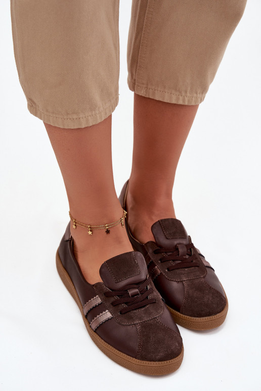 Kožené zo semišu topánky Dámske Typu Barefoot Zazoo N1341 CzekoladoIne