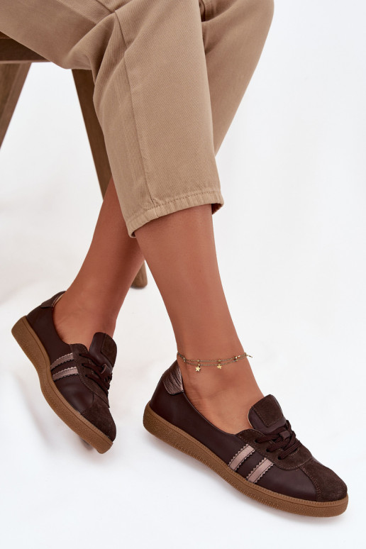 Kožené zo semišu topánky Dámske Typu Barefoot Zazoo N1341 CzekoladoIne