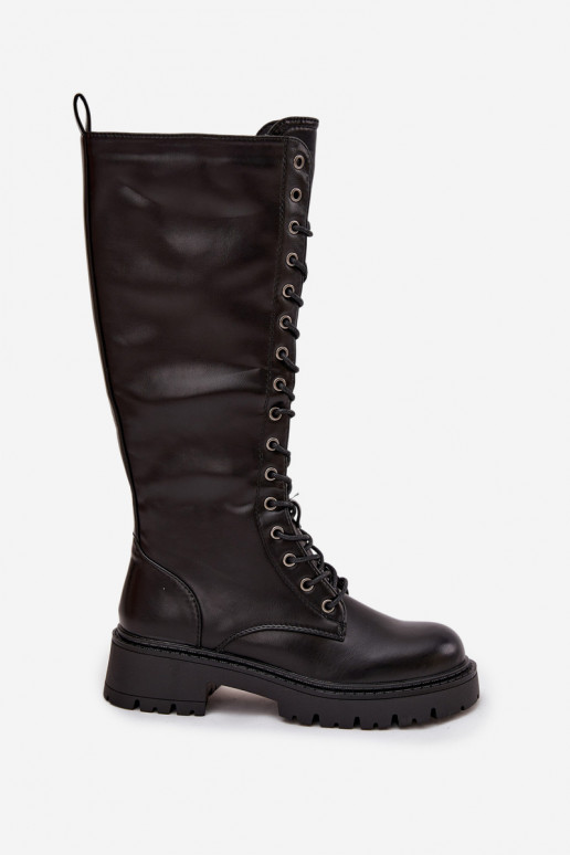 zahriať sa so šnúrkami čižmy perleťové topánky Dámske čierna Novissa