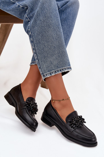 topánky dámske mokasíny s ozdobami čierna Murelle