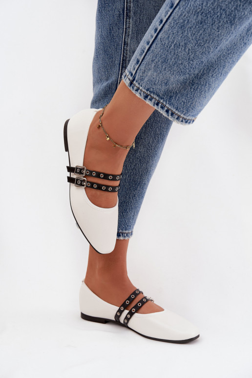 Balerínky Dámske S pruhmi biela farba Deliora