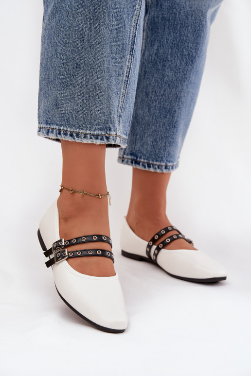 Balerínky Dámske S pruhmi biela farba Deliora