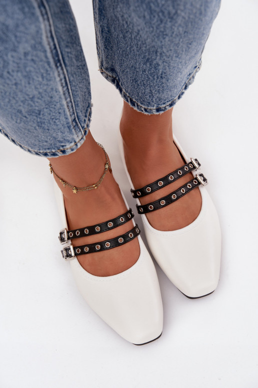 Balerínky Dámske S pruhmi biela farba Deliora