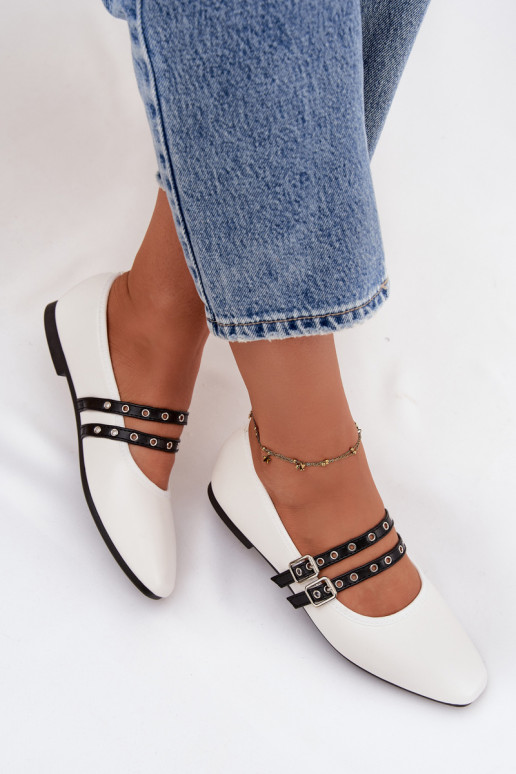 Balerínky Dámske S pruhmi biela farba Deliora