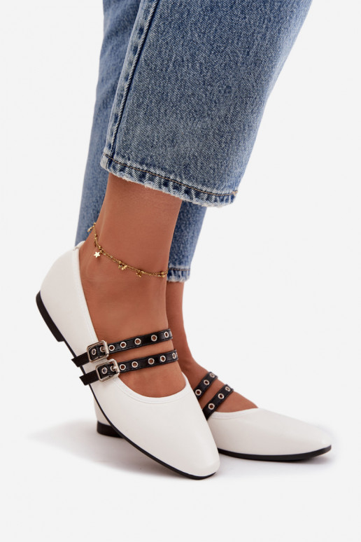 Balerínky Dámske S pruhmi biela farba Deliora