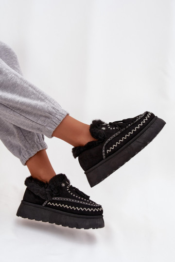 Snehule Dámske s platformou s kožušinou A Fringes čierna Ferayne