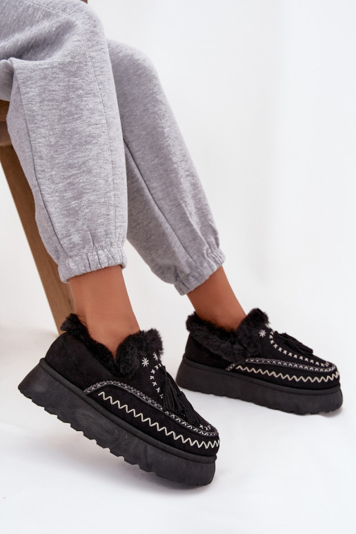 Snehule Dámske s platformou s kožušinou A Fringes čierna Ferayne