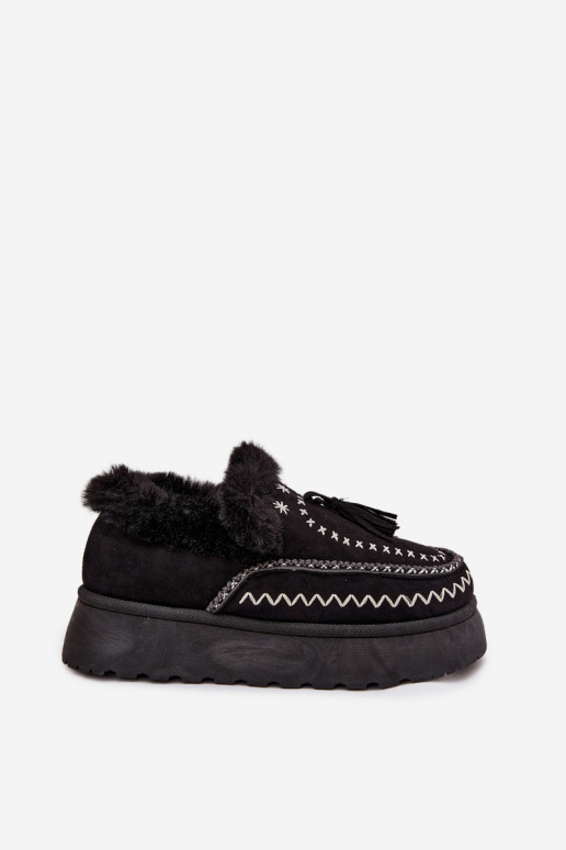 Snehule Dámske s platformou s kožušinou A Fringes čierna Ferayne
