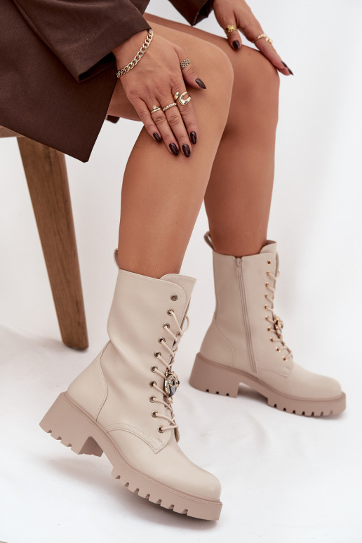 Pracovné členkové topánky Dámske s ozdobami béžová Jorayne