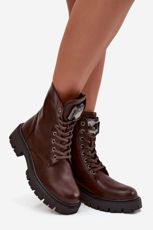 Pracovné členkové topánky DámskeOzdoba Eko Kožené CzekoladoIne Karessa