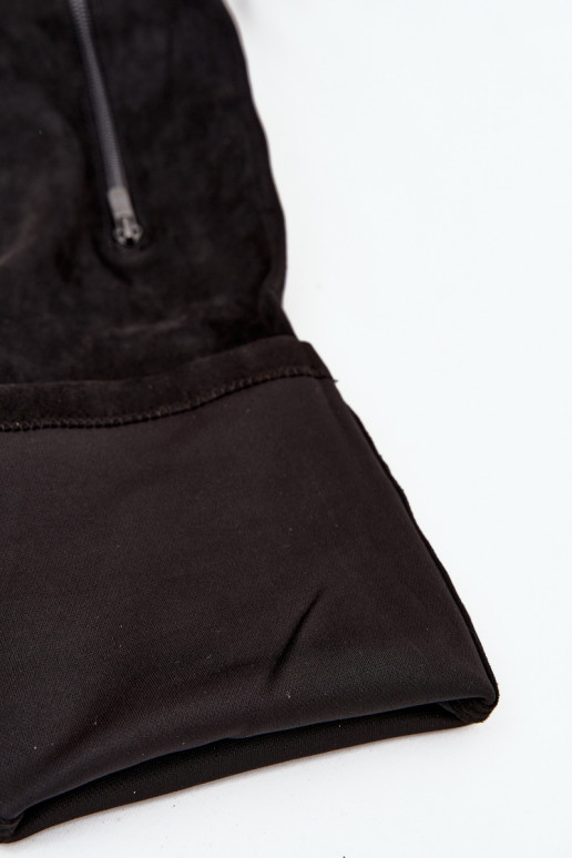 čižmy s podpätkami a platforma nad kolenom z eko semišuoIne čierna Amareen