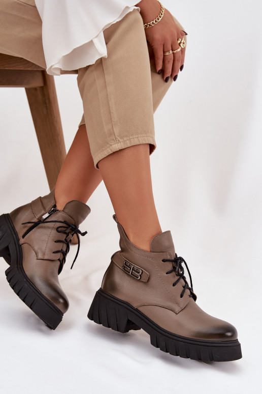 Zazoo 60483 Dámske čižmy S nízkym zvrškom zahriať sa béžová